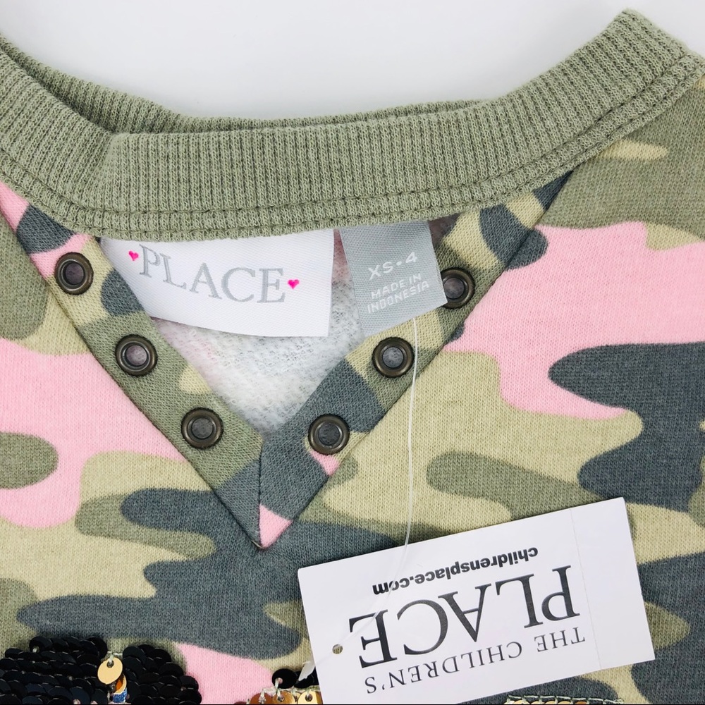 NWT Green Pink Camo Flip Sequin Boss Graphic Sweatshirt XS XSmall 4 - Picture 6 of 8
